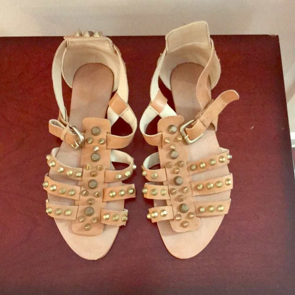 Zara studded sandals. Gold studs.